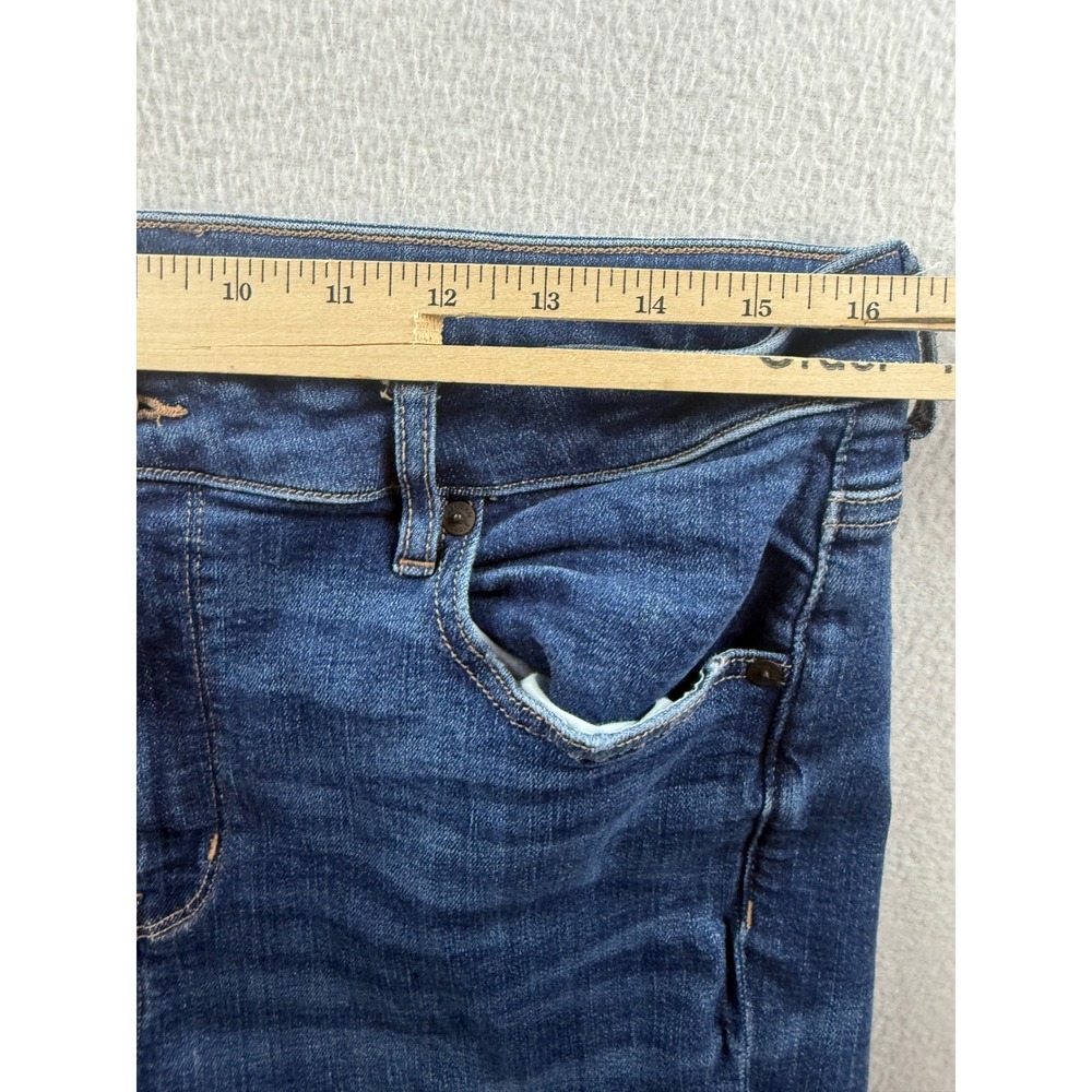 American Eagle Super Hi-Rise Flare Jeans Womens 14 Long Blue Medium Wash Stretch - Picture 7 of 8